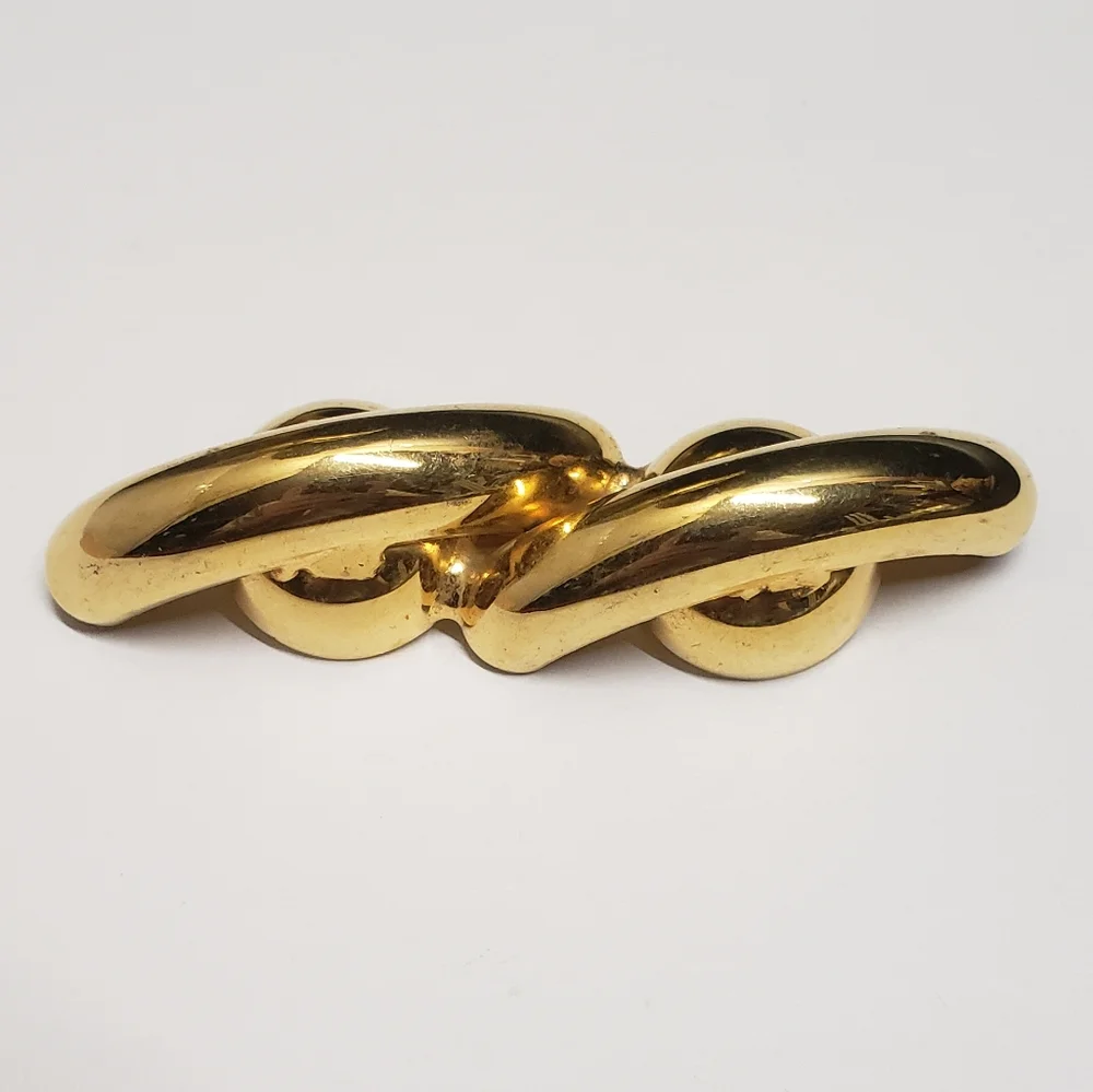 Unique Vintage Gold Tone Abstract Statement Brooch